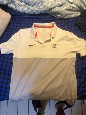 Nike White & Light Gray University of Virginia Polo with Orange Trim